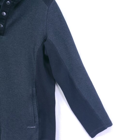 Calvin Klein Men's Pullover Hoodie Sweater Dark Gray Snap Button Size M - Picture 8 of 15